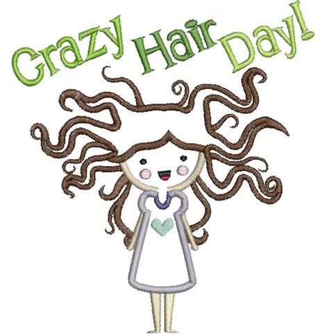 Crazy Hair Day Applique Crazy Hair Girl Applique Design I Etsy