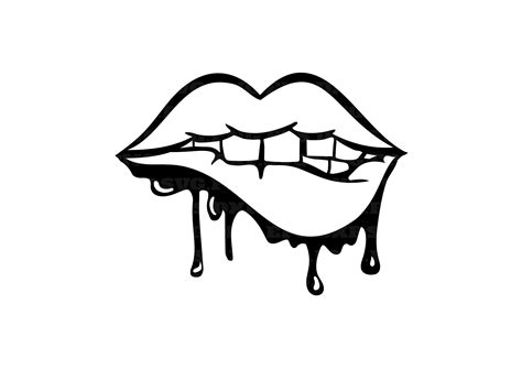 Drip Drawing Ideas Lips Dripping Svg Biting Clipart Silhouette Vector