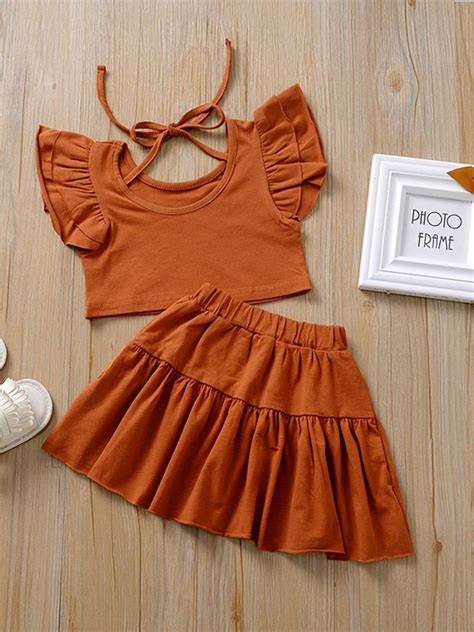 Wholesale 2 Piece Baby Toddler Girl Ruffle Crop Top And