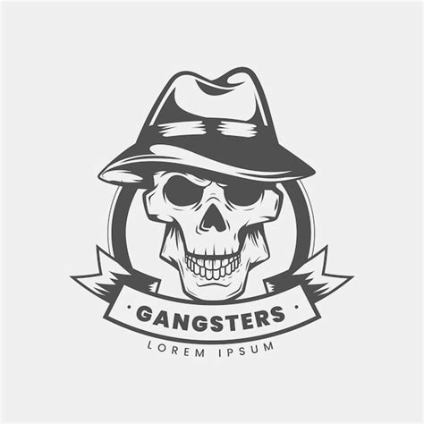 Free Vector Retro Gangster Mafia Logo With Skull