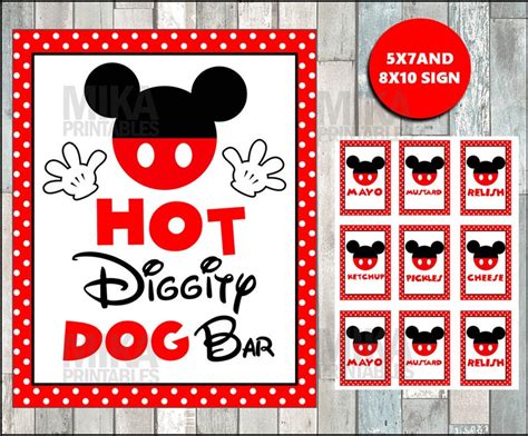 Printable Mickey Mouse 5x7 And 8x10 Hot Diggity Dog Bar Party Etsy