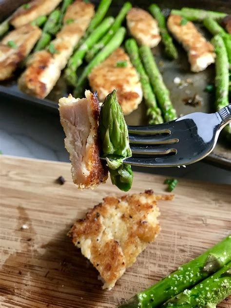 If there is not enough room, cook half, remove it from the pan and then add the other half. One-Pan Parmesan Crumb Chicken and Asparagus | Recipe ...