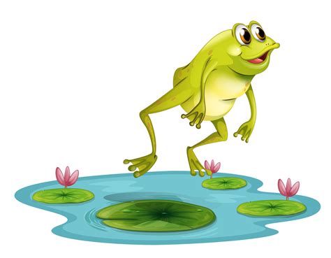 A Jumping Frog At The Pond Vector Art At Vecteezy