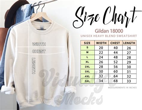 Gildan Size Chart Gildan 18000 Size Chart Sweatshirt Size Etsy Uk