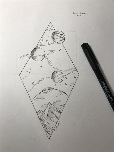 Space Aesthetic In Pen Drawing
