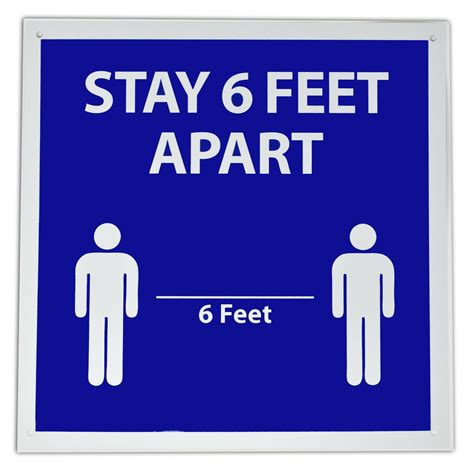 Large Stay 6 Feet Apart Retail Sign With Suction Cups 12 Square