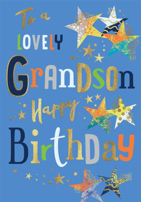 Grandson Birthday Card Shiny Stars Cards Through The