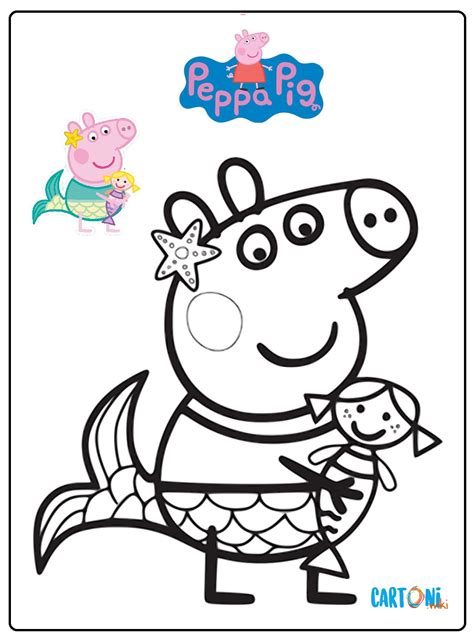 Proponetegli i disegni di peppa pig da colorare. Peppa Pig Sirenetta da colorare - Cartoni animati