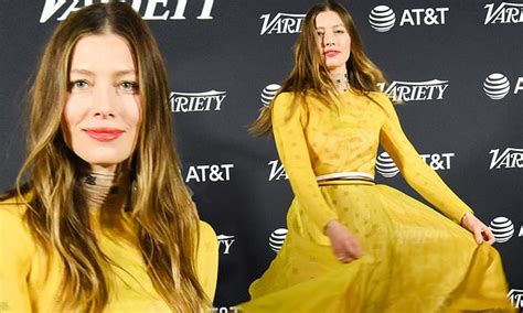 Jessica Biel Is A Vision In Sheer Yellow Fendi Look At Toronto Film Festival Promoting Her New