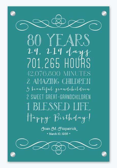 Traditional birthday gifts such as flowers, jewelry and chocolates are always welcome gifts! 80th Birthday Gift Ideas | Canvas Factory