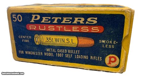 Collectible Ammo Full Box 50 Rounds Of Peters 351 Win Sl For