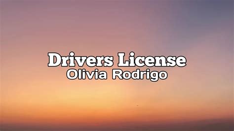 Drivers License Olivia Rodrigo Lyrics Youtube