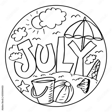 July Coloring Pages For Kids Stock Illustration Adobe Stock