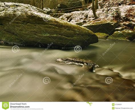 Cold Clear Water Of Mountain River In Winter Time Stock Image Image