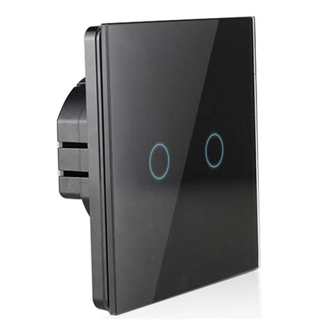 2 Gang Single Live Tuya Smart Wifi Touch Wall Switch With Black Color