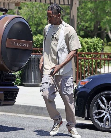 Travis Scott Outfit From June 5 2021 Whats On The Star Converse