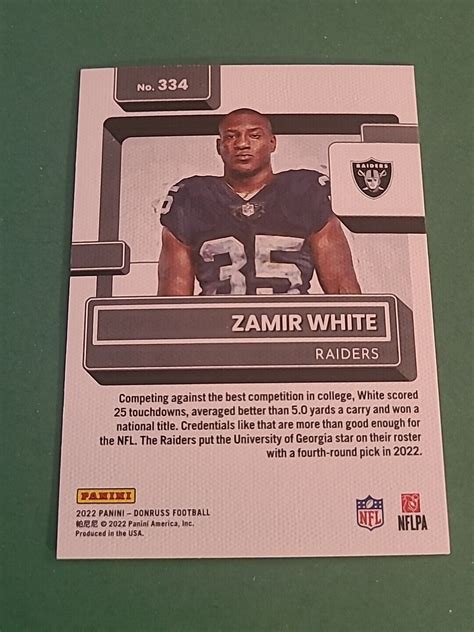 2022 Zamir White Donruss Canvas Rated Rookie 334 Las Vegas Raiders Ebay