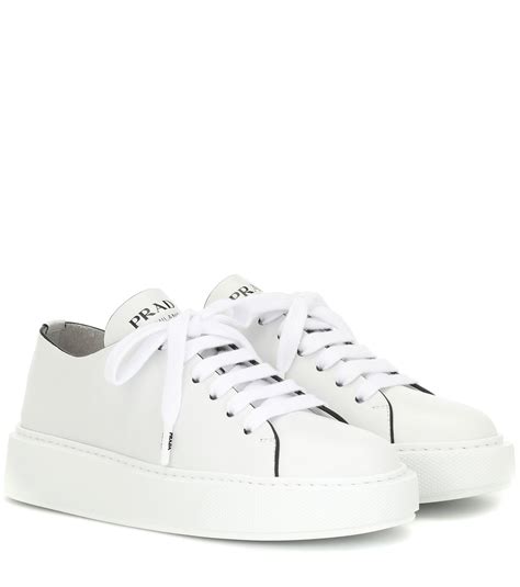 Prada Leather Sneakers In White Save 5 Lyst