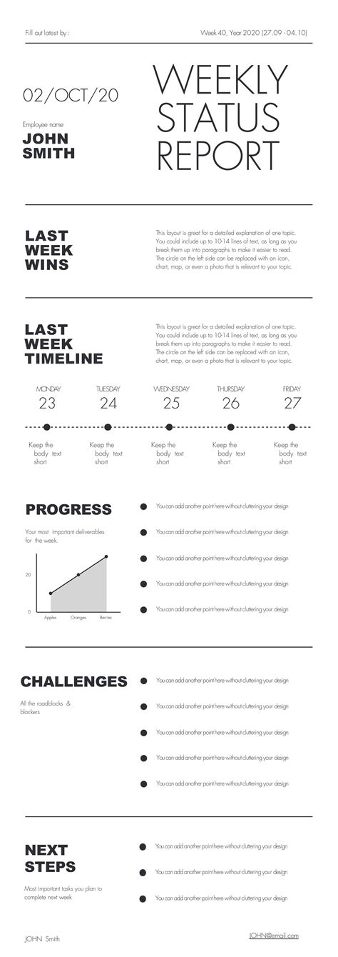 Customize Weekly Status Report Infographic Design Template Project