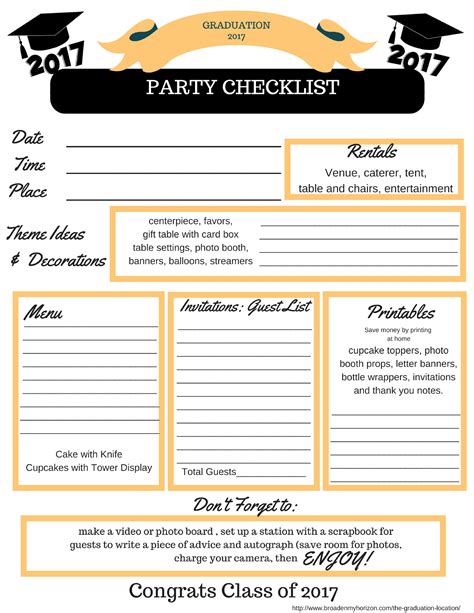 Graduation Party Checklist Printable