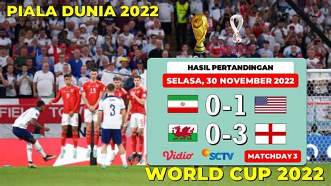 Hasil Piala Dunia 2022 Tadi Malam IRAN VS USA WALES VS INGGRIS