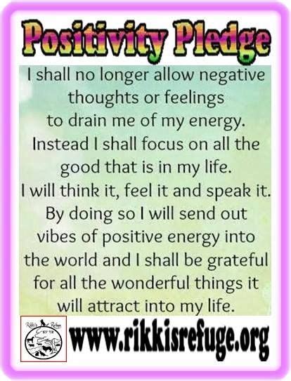 Positivity Pledge I Shall No Longer Allow Negative Thoughts Or Feelings