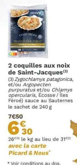 Promo Coquilles Aux Noix De Saint Jacques Chez Picard Icatalogue Fr