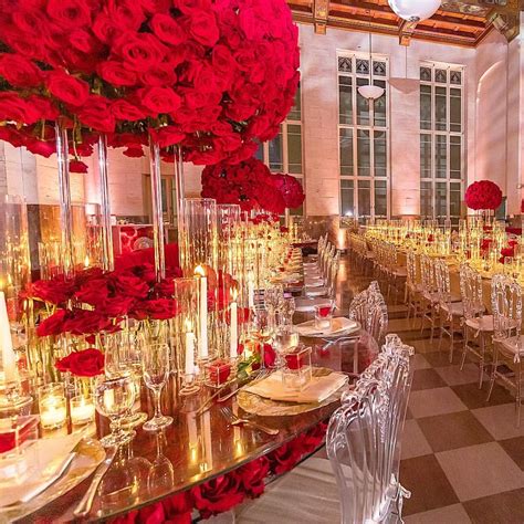 C L A S S I C Red Rose Filled Reception Designed For The Lovely Couple