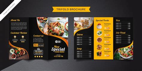 Premium Vector Fast Food Restaurant Menu Trifold Brochure Template