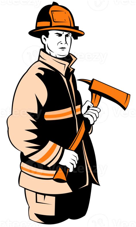 Fireman Fire Fighter Holding An Ax 13790458 Png