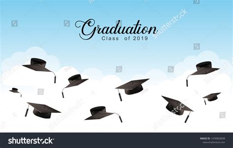 Graduation Caps Air Graduate Background Vector Stock Vector Royalty