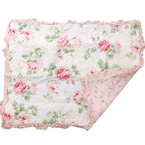 Simply Shabby Chic Quilted Pink Rose Pillow Sham Standard Size
