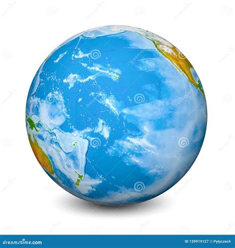 Earth Globe Focused On Pacific Ocean Realistic Topographical Lands And