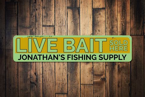 Live Bait Sign Personalized Fishing Supply Sign Custom Lake Etsy