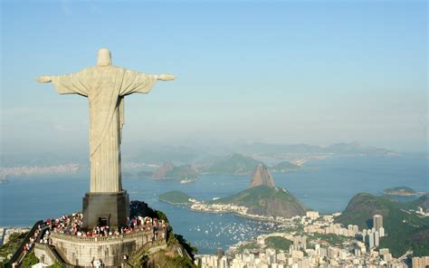 Statue Christ The Savior Rio De Janeiro Cristo Redentor Brazil Brasil Great View Sky Panorama Hd