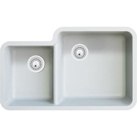 Constructed from a mix of quartz dust and acrylic resins, this durable material is heat, stain and. White Quartz Composite 40/60 Double Bowl Undermount ...