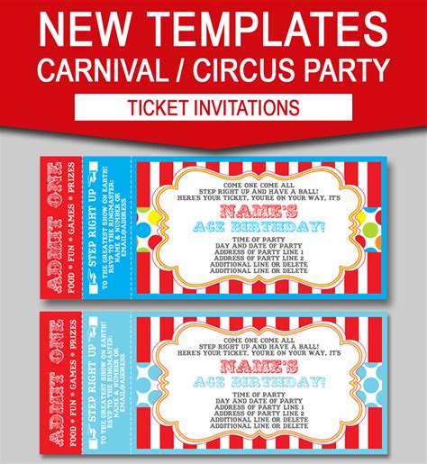 editable carnival ticket invitations circus  carnival