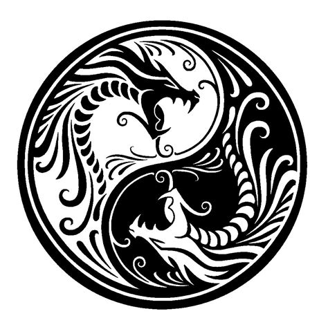 The Yin Yang Symbol In Black And White With Swirls On It S Side