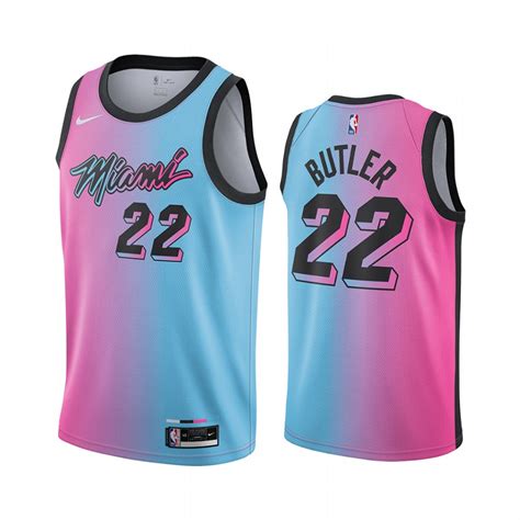 The miami heat continue last year's vice campaign with 1980's black city edition uniform. Jimmy Butler Miami Heat #22 Blue City Youth Jersey - 2019-20