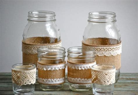 Burlap And Lace Mason Jars Rustic Wedding By Heidiewithane 3200