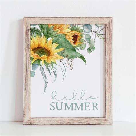 Hello Summer Printable Summer Decor Summer Sign Summer Etsy