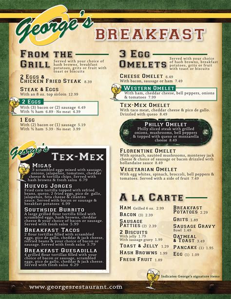 Georges Restaurant Bar And Catering Menu In Waco Texas