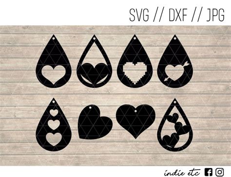 Valentines Earrings Digital Art File (svg dxf jpg cut file)