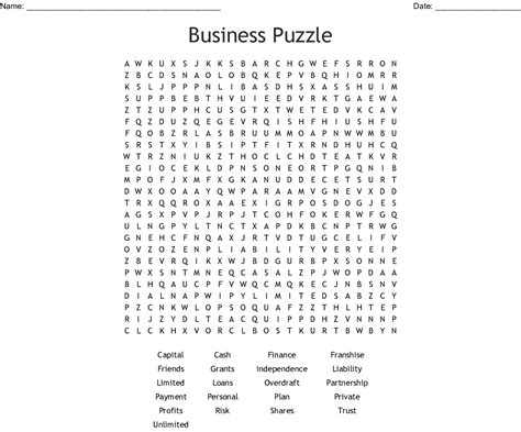 Business Puzzle Word Search Wordmint