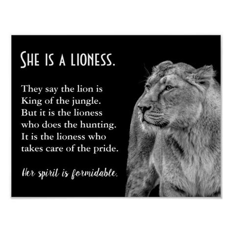 Lioness Themed Inspirational Poetry Poster Poetry