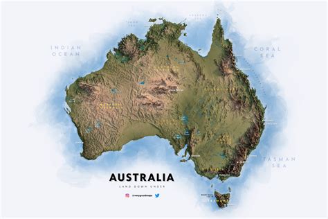 Topographic Map Of Australia Raussiemaps