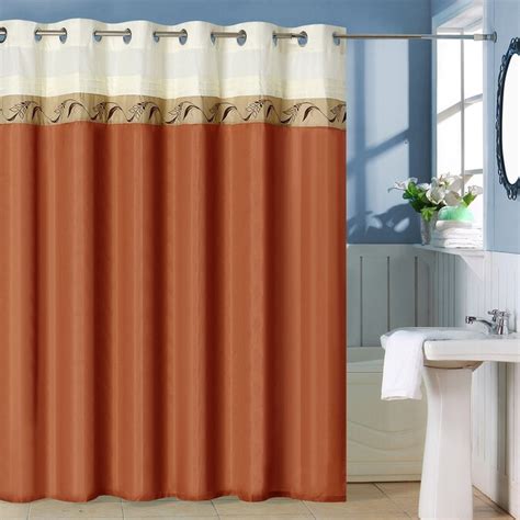 lavish home abilene polyester solid color embroidered shower curtain in the shower curtains