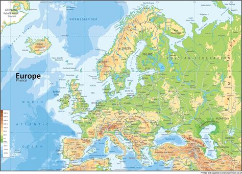 Amazon Com Giant Europe Physical Map Vinyl 180 X 130cm Approx