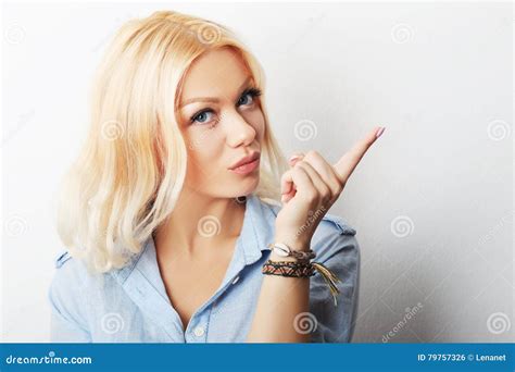 Woman Pointing Ds Stock Photo Image Of Look Pointing 79757326