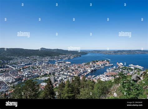 City Of Bergen View From Mount Fløyen Norway Scandinavia Europe